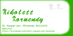 nikolett kormendy business card