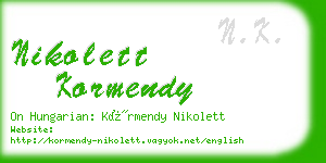 nikolett kormendy business card
